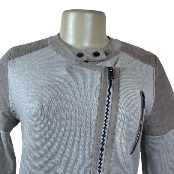 Banana Republic Women’s Taupe & Gray Moto Jacket Zipper Accent Sz S - Picture 4 of 8